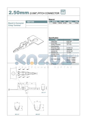 YBNT250 datasheet - 2.50mm PITCH CONNECTOR