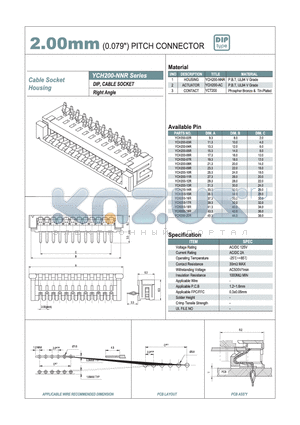 YCH200-04R datasheet - 2.00mm PITCH CONNECTOR