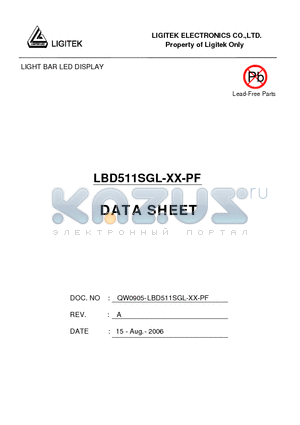 LBD511SGL-XX-PF datasheet - LIGHT BAR LED DISPLAY