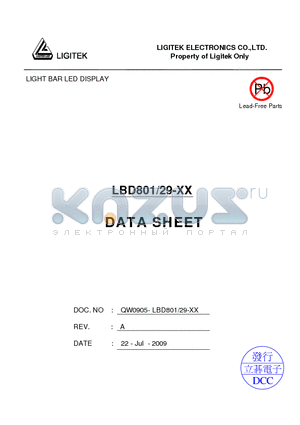 LBD801-29-XX datasheet - LIGHT BAR LED DISPLAY