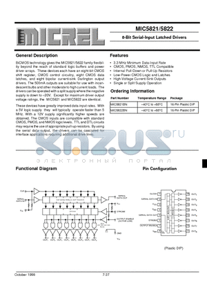 MIC5821 datasheet - 8-Bit Serial-Input Latched Drivers