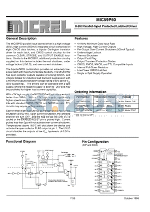 MIC59P50BWM datasheet - 8-Bit Parallel-Input Protected Latched Driver