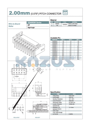 YDAW200-08 datasheet - 2.00mm PITCH CONNECTOR