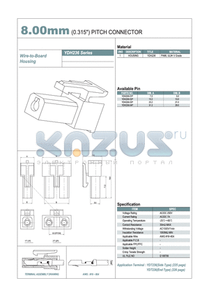 YDH236-01P datasheet - 8.00mm PITCH CONNECTOR
