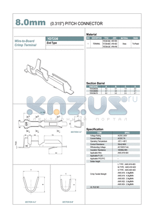YDT236LEB datasheet - 8.00mm PITCH CONNECTOR