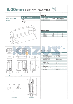 YDW236 datasheet - 8.00mm PITCH CONNECTOR