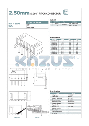 YEAW250-10P datasheet - 2.50mm PITCH CONNECTOR
