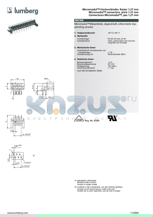 MICSW16 datasheet - Micromodul-Steckverbinder, Raster 1,27 mm