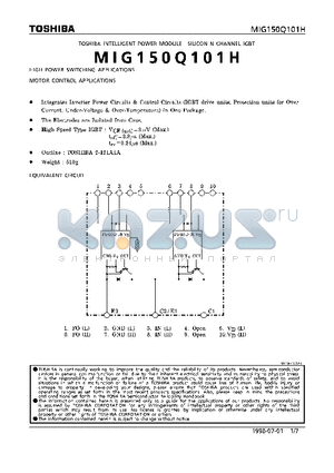 MIG150Q101H datasheet - N CHANNEL IGBT (HIGH POWER SWITCHING, MOTOR CONTROL APPLICATIONS)