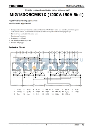 MIG150Q6CMB1X datasheet - High Power Switching Applications Motor Control Applications