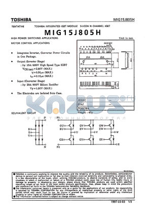 MIG15J805H datasheet - HIGH POWER SWITCHING APPLICATIONS MOTOR CONTROL APPLICATIONS