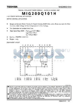 MIG200Q101H datasheet - N CHANNEL IGBT (HIGH POWER SWITCHING, MOTOR CONTROL APPLICATIONS)