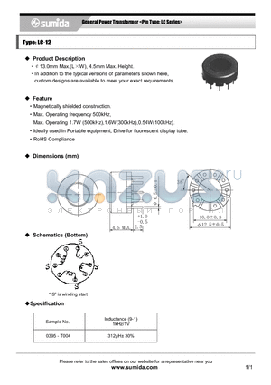 LC-12 datasheet - General Power Transformer <Pin Type: LC Series>