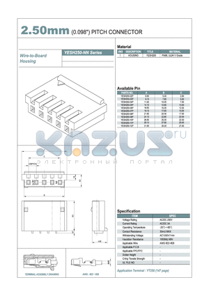 YESH250-08P datasheet - 2.50mm PITCH CONNECTOR