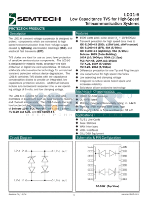 LC01-6_04 datasheet - Low Capacitance TVS for High-Speed Telecommunication Systems