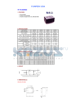 YF01T8 datasheet - Low cost type Printed circuit terminals All parts are approved by UL, VDE and CSA