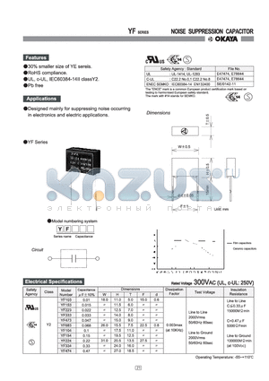 YF154 datasheet - NOISE SUPPRESSION CAPACITOR