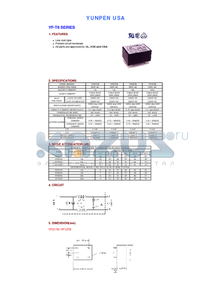 YF10T8 datasheet - Low cost type Printed circuit terminals All parts are approved by UL, VDE and CSA