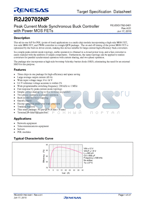 R2J20702NP datasheet - Peak Current Mode Synchronous Buck Controller with Power MOS FETs