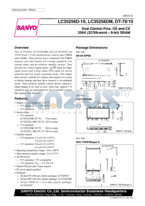 LC35256DM datasheet - Dual Control Pins: OE and CE 256K (32768-word X 8-bit) SRAM