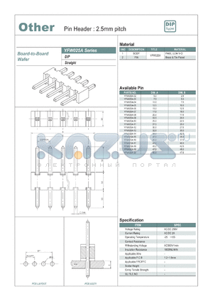 YFW025A-13 datasheet - Pin Header : 2.5mm pitch