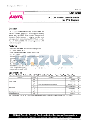 LC4100C datasheet - LCD Dot Matrix Common Driver for STN Displays