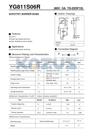 YG811S06R datasheet - SCHOTTKY BARRIER DIODE