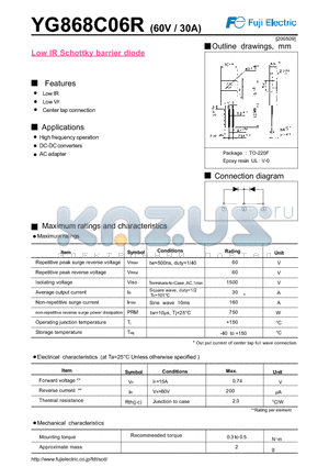 YG868C06R datasheet - Low IR Schottky barrier diode