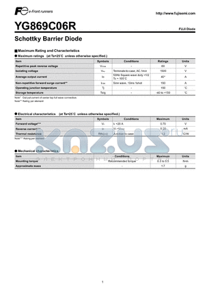 YG869C06R datasheet - Schottky Barrier Diode