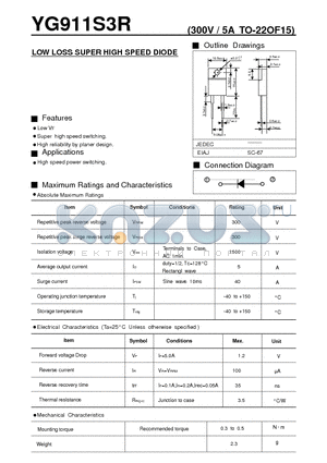 YG911S3 datasheet - LOW LOSS SUPER HIGH SPEED DIODE