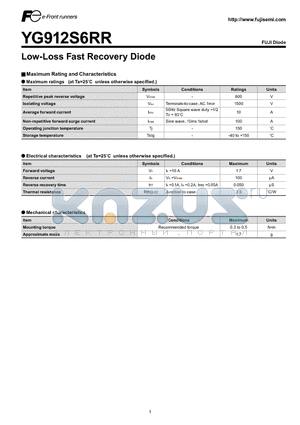 YG912S6RR datasheet - Low-Loss Fast Recovery Diode