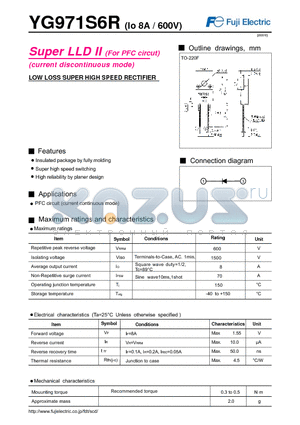 YG971S6R datasheet - LOW LOSS SUPER HIGH SPEED RECTIFIER