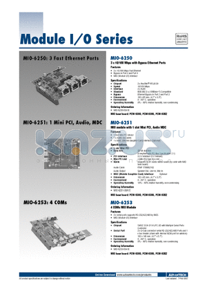 MIO-6250 datasheet - Module I/O Series