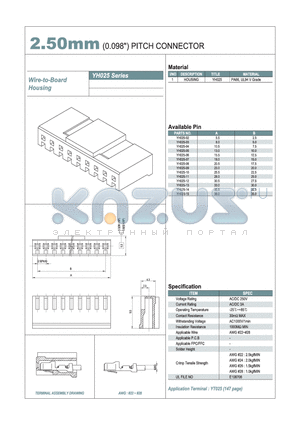 YH025-05 datasheet - 2.50mm PITCH CONNECTOR