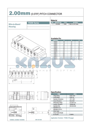 YH200-03 datasheet - 2.00mm PITCH CONNECTOR