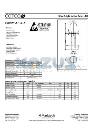 LC503AYL1-15Q-A datasheet - Ultra Bright Yellow 5mm LED