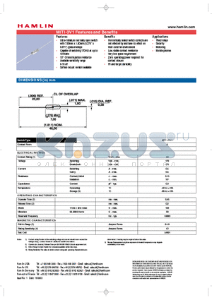 MITI-3V1 datasheet - Ultra-miniature normally open switch with 7.00mm x 1.80mm