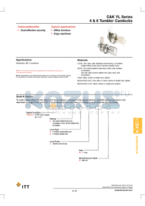 YL001U2V2A1N datasheet - 4 & 6 Tumbler Camlocks