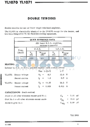 YL1071 datasheet - DOUBLE TETRODES