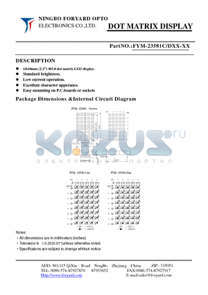 YM-23581CXX-4 datasheet - DOTMATRIX DISPLAY