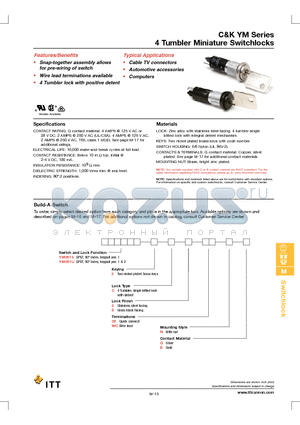 YM06132C205NQ datasheet - 4 Tumbler Miniature Switchlocks