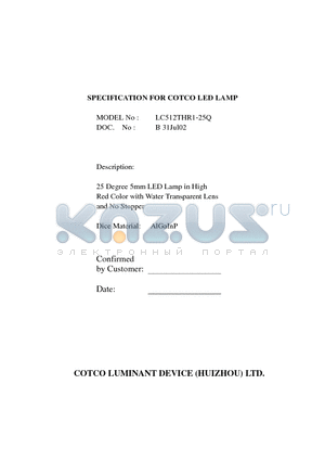 LC512THR1-25Q datasheet - SPECIFICATION FOR COTCO LED LAMP