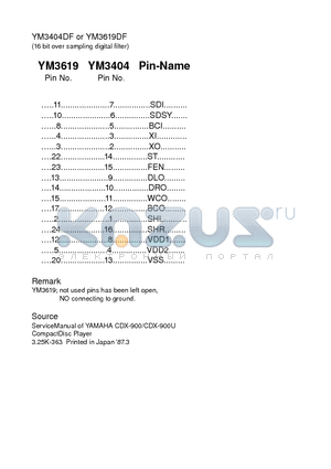 YM3404 datasheet - 16 bit over sampling digital filter