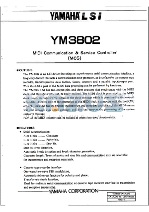 YM3802 datasheet - MIDI Communication Sevice Controller