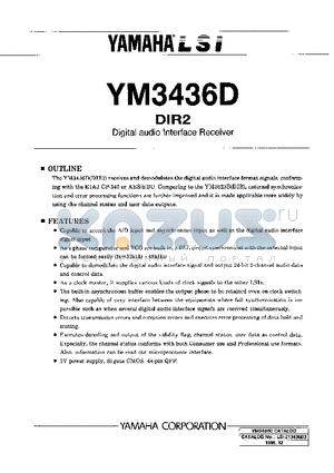 YM3436D datasheet - Digital audio interface Receiver
