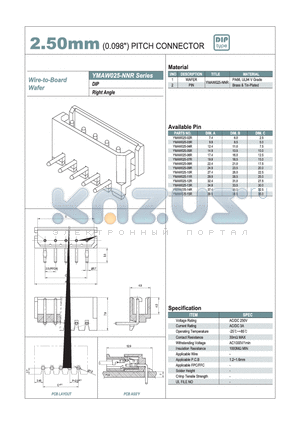 YMAW025-04R datasheet - 2.50mm PITCH CONNECTOR