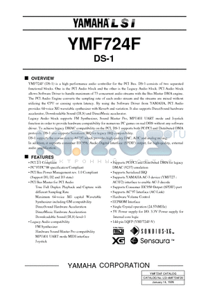 YMF724F-V datasheet - high performance audio controller for the PCI Bus