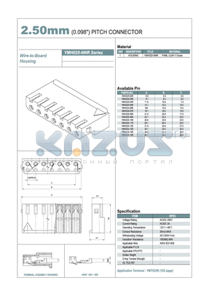 YMH025-14R datasheet - 2.50mm PITCH CONNECTOR