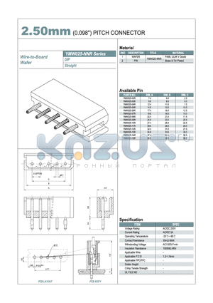 YMW025 datasheet - 2.50mm PITCH CONNECTOR