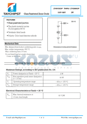 ZY180GP datasheet - Glass Passivated Zener Diode